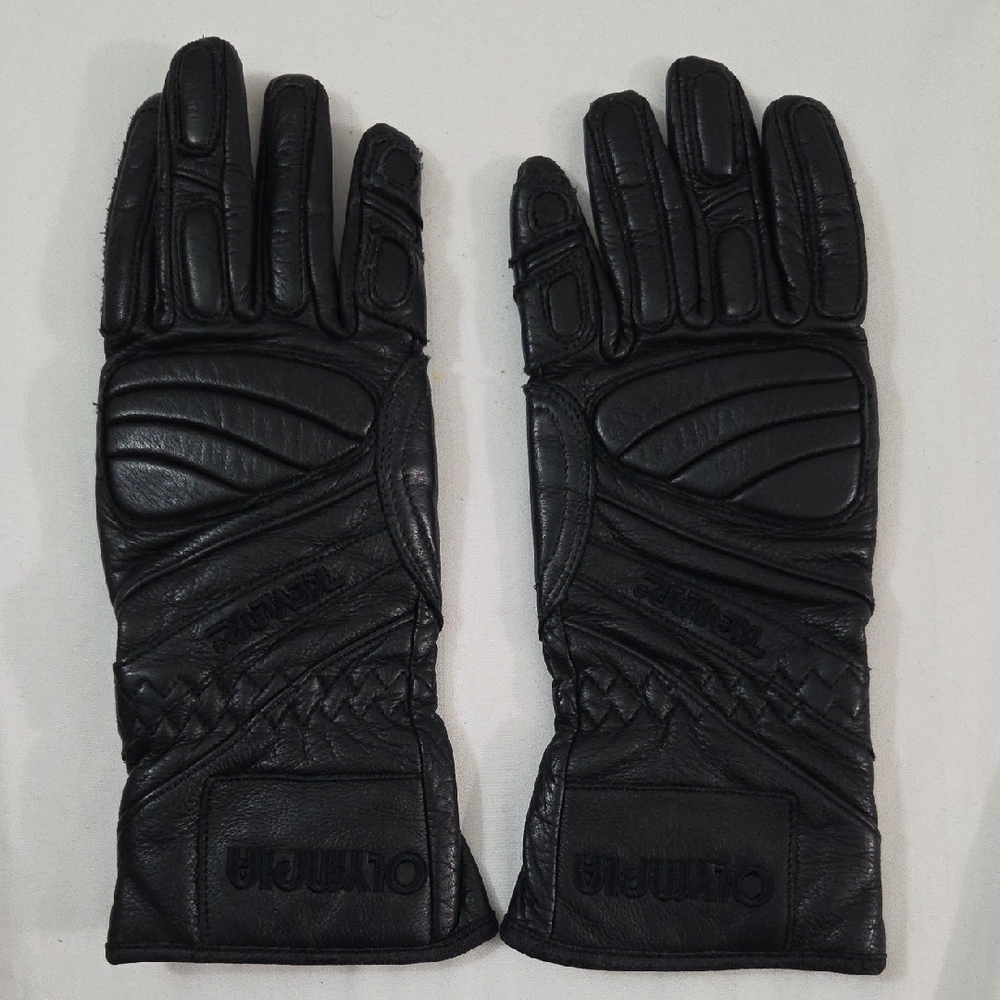 OLYMPIA Black Motorcycle Leather Gloves